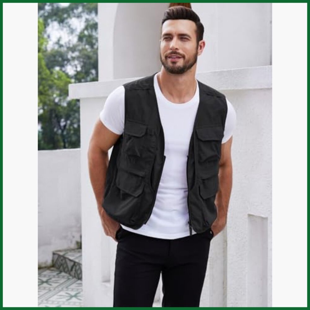 Lightweight Nylon Mesh Fishing Vest with Multi-Pockets, Zipper Front - Picture 2 of 7